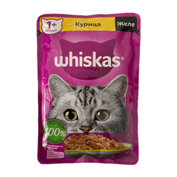 پوچ گربه ویسکاس (Whiskas) روسی طعم مرغ در ژله وزن 75 گرم