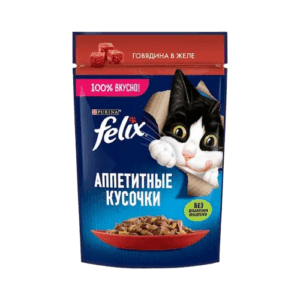 پوچ گربه فلیکس (Felix) با طعم گوشت گاو مدل Felix Beef وزن 75 گرم