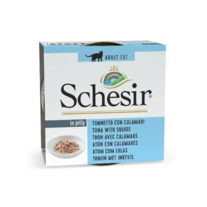 کنسرو گربه بالغ شسیر طعم ماهی تن و کالاماری درژله وزن 85 گرم