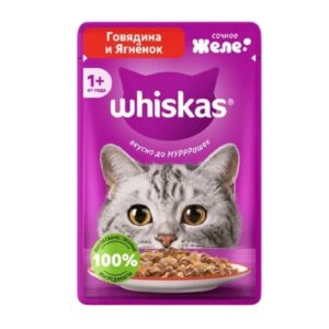 پوچ گربه بالغ ویسکاس طعم گوشت گاو و بره در ژله وزن 75 گرم