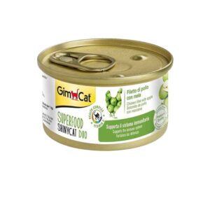 کنسرو گربه بالغ جیم کت مدل طبیعی در آب گوشت طعم مرغ و سیب وزن 70 گرم