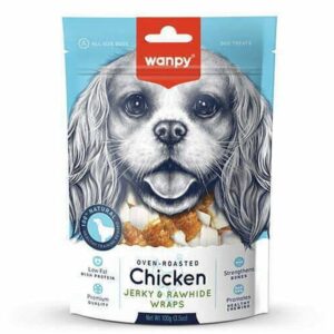 تشویقی سگ ونپی chicken jerky & rawhide warps وزن ۱۰۰ گرم