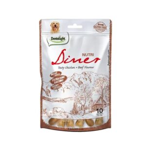 تشویقی سگ دنتالایت مدل نوتری دینر طعم مرغ و گوشت گاو وزن 180 گرم