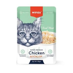 پوچ گربه بالغ ونپی طعم مرغ و اسکالپ وزن 85 گرم