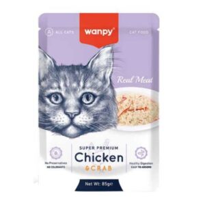 پوچ گربه بالغ ونپی طعم مرغ و خرچنگ وزن 85 گرم